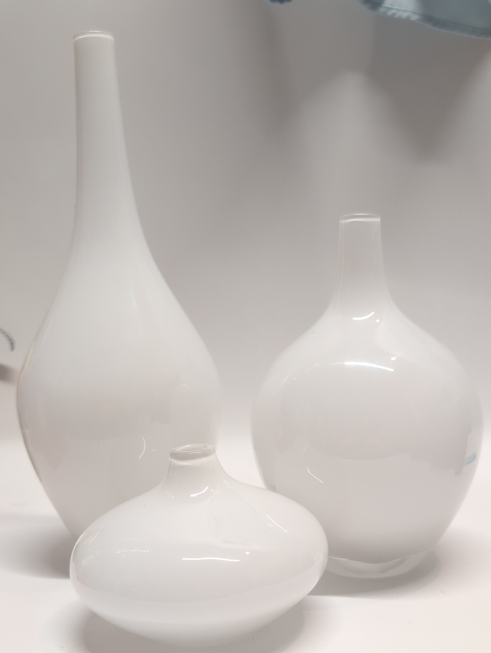IKEA White Gloss Glass Vase Trio